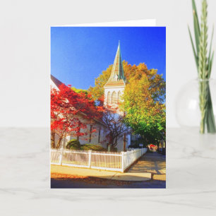 'Autumn Church' Blank Greeting Card