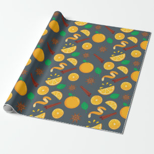 Autumn Citrus and Cinnamon Seamless Thanksgiving Wrapping Paper
