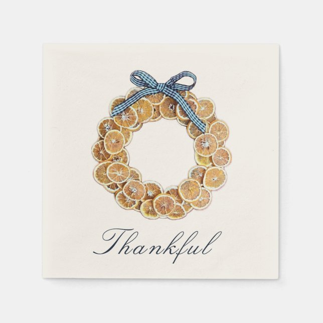 Autumn Citrus Wreath Paper Napkins  (Front)