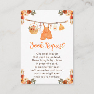 Autumn Clothes Line Boy Baby Shower Book Request Enclosure Card