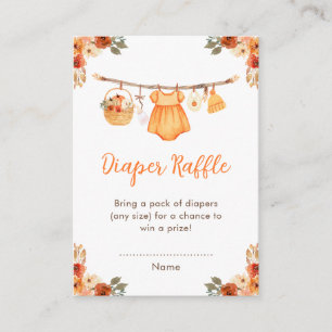 Autumn Clothes Line Girl Baby Shower Diaper Raffle Enclosure Card