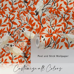 Autumn Cockatoos in Crimson Foliage Wallpaper