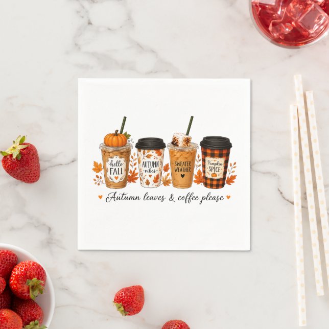 Autumn Coffee Cups Napkin (Insitu)