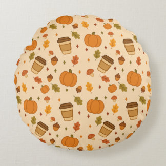 Autumn Coffee Round Cushion