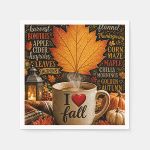 Autumn Coffee with Word Cloud Napkin