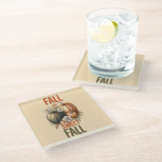 AUTUMN COLORED FALL SWEET FALL SAYING GLASS COASTER