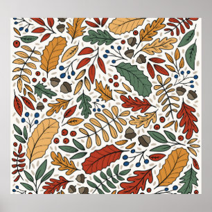 Autumn Colored Leaf Square Design Poster