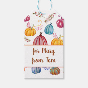 Autumn Colorful  Pumpkins Art Gift Tag
