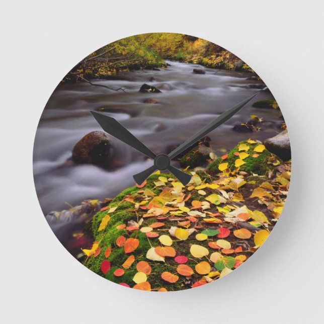 Autumn Colors along McGee Creek Round Clock (Front)