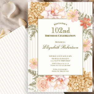 Autumn Colors Floral 102nd Birthday Invitation