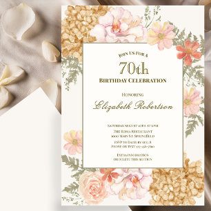 Autumn Colors Floral 70th Birthday Invitation