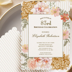 Autumn Colors Floral 83rd Birthday Invitation