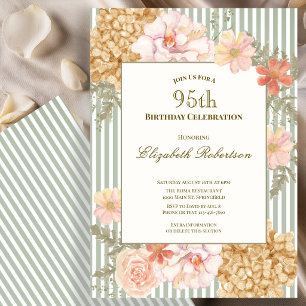 Autumn Colors Floral Sage 95th Birthday Invitation