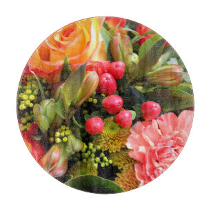 Autumn Colors Flower Bouquet Photo Cutting Board