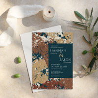 Autumn Colors Organic Abstract Leaves Invitation