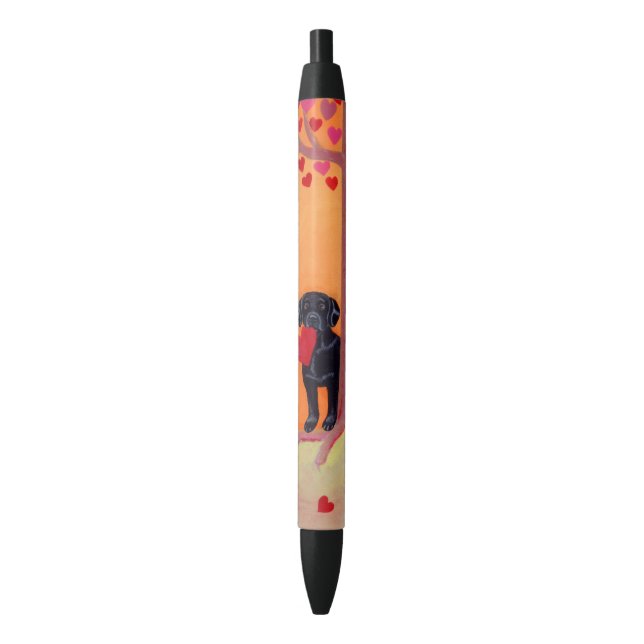 Autumn Colour Black Labrador Black Ink Pen (Front Vertical)