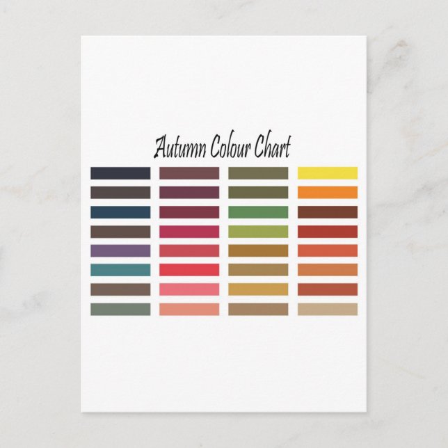 Autumn colour chart postcard (Front)