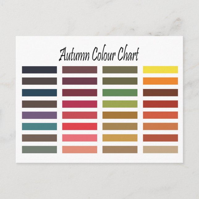 Autumn colour chart postcard (Front)