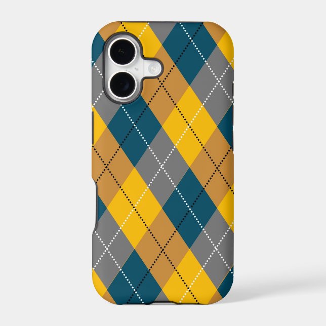 Autumn Colour Geometric Plaid Yellow Brown Pattern (Back)