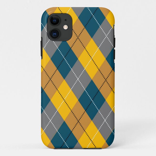 Autumn Colour Geometric Plaid Yellow Brown Pattern Case-Mate iPhone Case (Back)