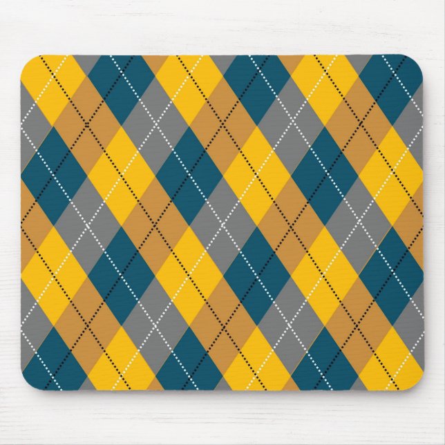Autumn Colour Geometric Plaid Yellow Brown Pattern Mouse Mat (Front)