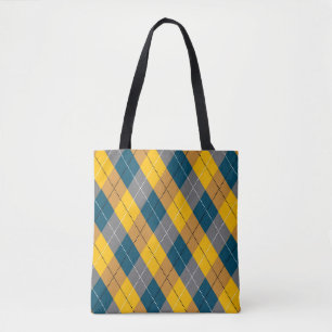 Autumn Colour Geometric Plaid Yellow Brown Pattern Tote Bag
