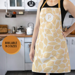 Autumn Colour Leaf Pattern Custom Monogram Apron