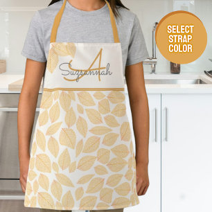 Autumn Colour Leaf Pattern Custom Monogram Apron