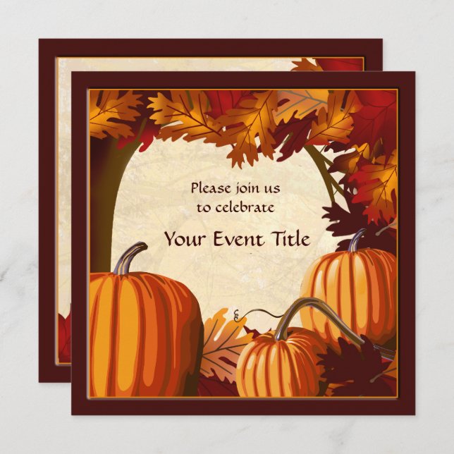 Autumn Colour Pumpkin Patch All Occasion Custom Invitation (Front/Back)