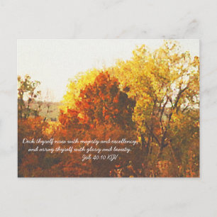 Autumn Colour Trees Digital Oil with Bible Verse Postcard