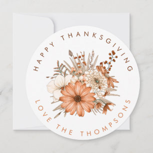 Autumn Coloured Foliage Flowers Happy Thanksgiving