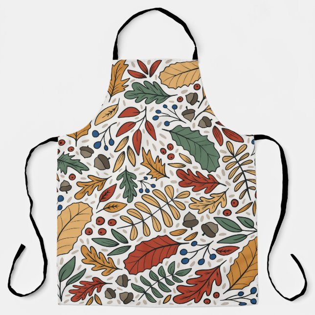 Autumn Coloured Leaf Square Design Apron (Front)