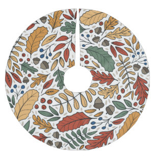 Autumn Coloured Leaf Square Design Brushed Polyester Tree Skirt