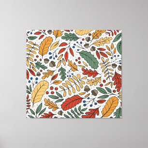 Autumn Coloured Leaf Square Design Canvas Print