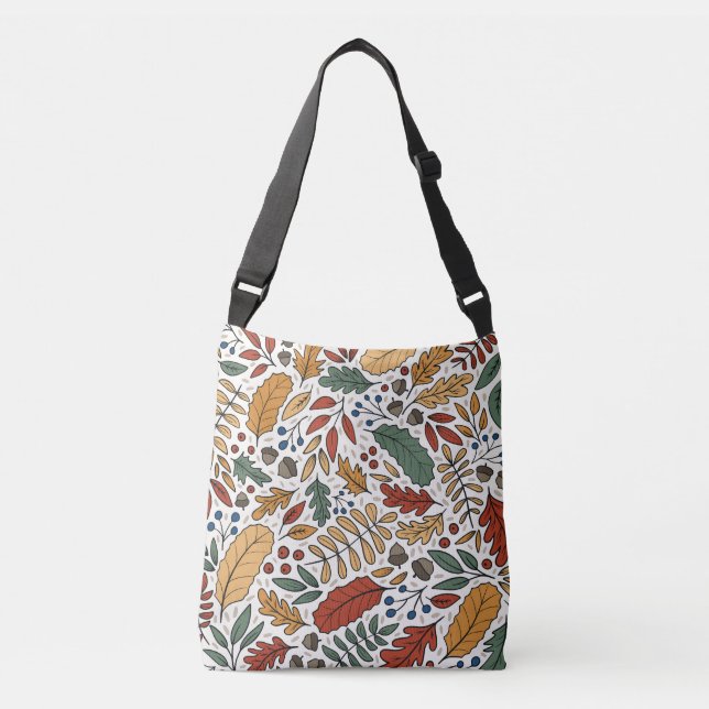 Autumn Coloured Leaf Square Design Crossbody Bag (Front)