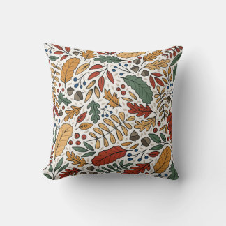 Autumn Coloured Leaf Square Design Cushion