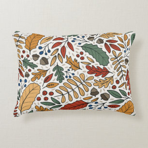 Autumn Coloured Leaf Square Design Decorative Cushion