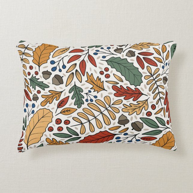 Autumn Coloured Leaf Square Design Decorative Cushion (Front)