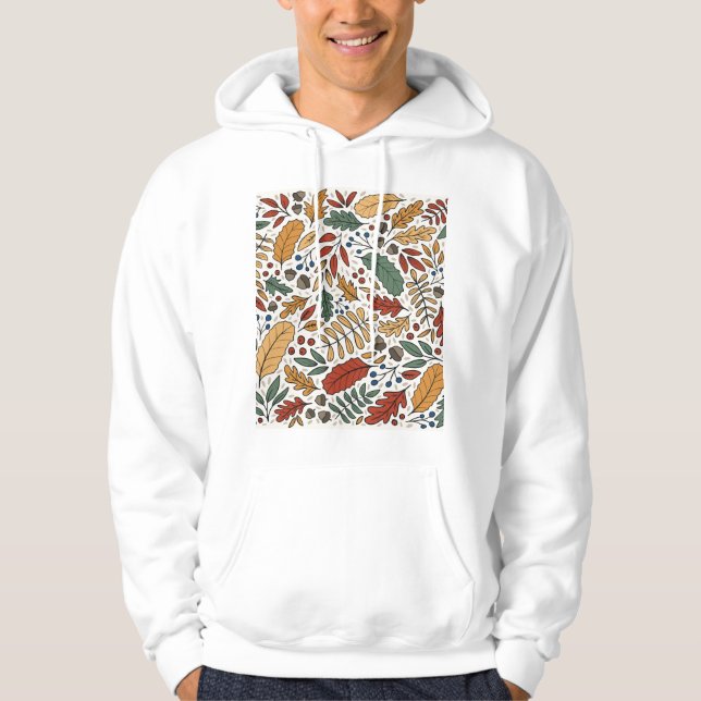 Autumn Coloured Leaf Square Design Hoodie (Front)