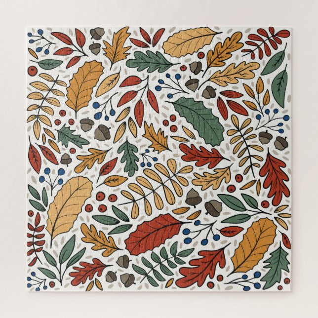 Autumn Coloured Leaf Square Design Jigsaw Puzzle (Vertical)