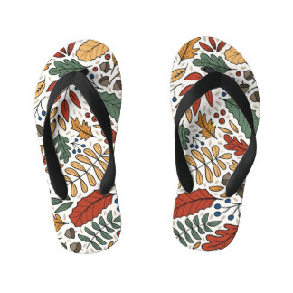 Autumn Coloured Leaf Square Design Kid's Flip Flops