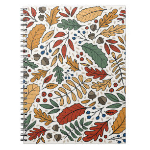 Autumn Coloured Leaf Square Design Notebook