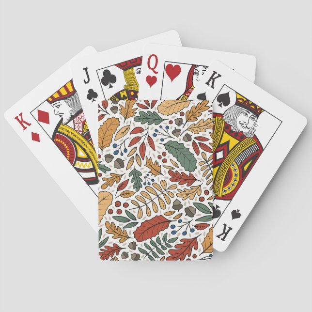 Autumn Coloured Leaf Square Design Playing Cards (Back)