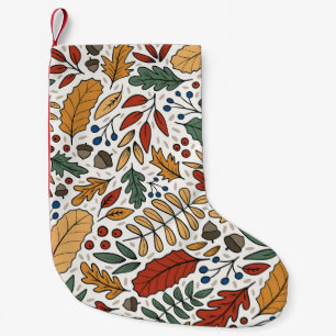 Autumn Coloured Leaf Square Design Small Christmas Stocking