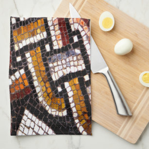 Autumn Coloured Roman Mosaic Tea Towel