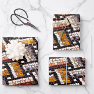 Autumn Coloured Roman Mosaic Wrapping Paper Sheet
