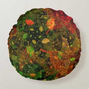 Autumn colourful decorative design round cushion