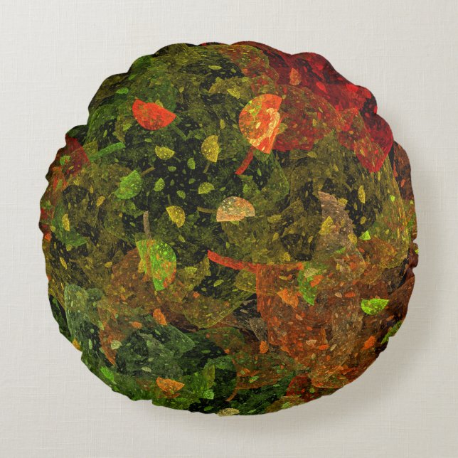 Autumn colourful decorative design round cushion (Front)