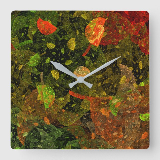 Autumn colourful decorative design square wall clock (Front)