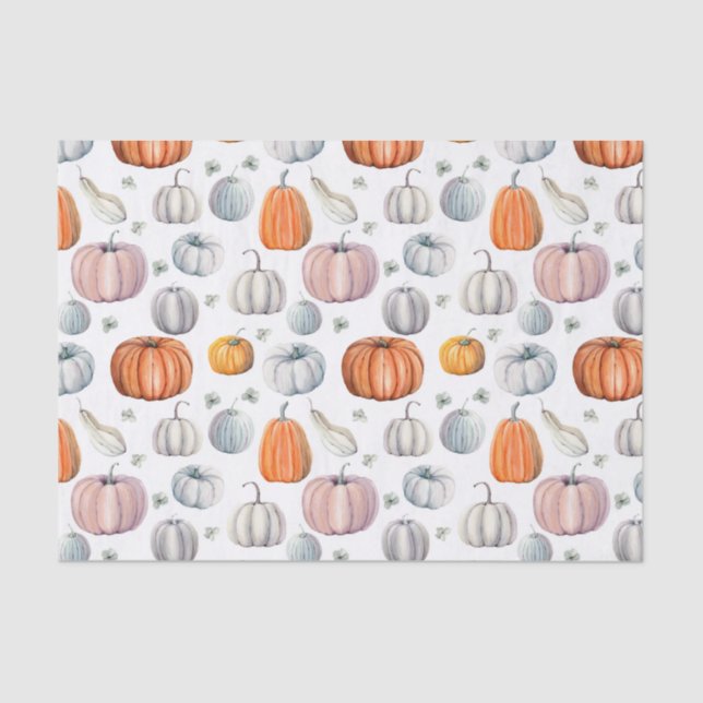Autumn Colourful Pumpkin Pattern Tissue Paper (Front)